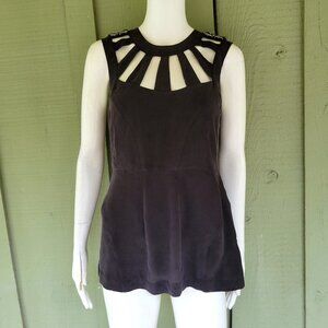 NWT WALTER Black Sueded Silk Beaded Shoulder Top